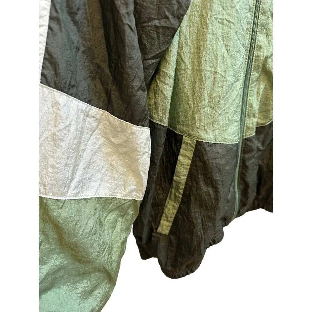 Champion Windbreaker Full Zip Green Color block‎ Track Jacket Mens Sz Large